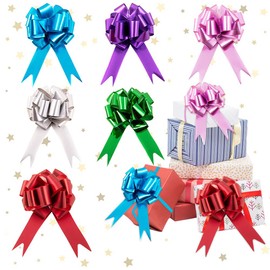 30PCS Large Pull Bow for Thanksgiving Gift Basket Wrapping, Assorted Mixed Color Birthday Gift Wrap Metallic Large Pull Bow for Christmas Holiday Party Baby Shower WeddingGift Wrapping Decoration