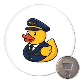 Huuraa Magnet Squeaky Duck Pilot Rubber Duck Flight Captain Gift 59 mm Bottle Opener Squeaky Duck Pilot Gift Idea