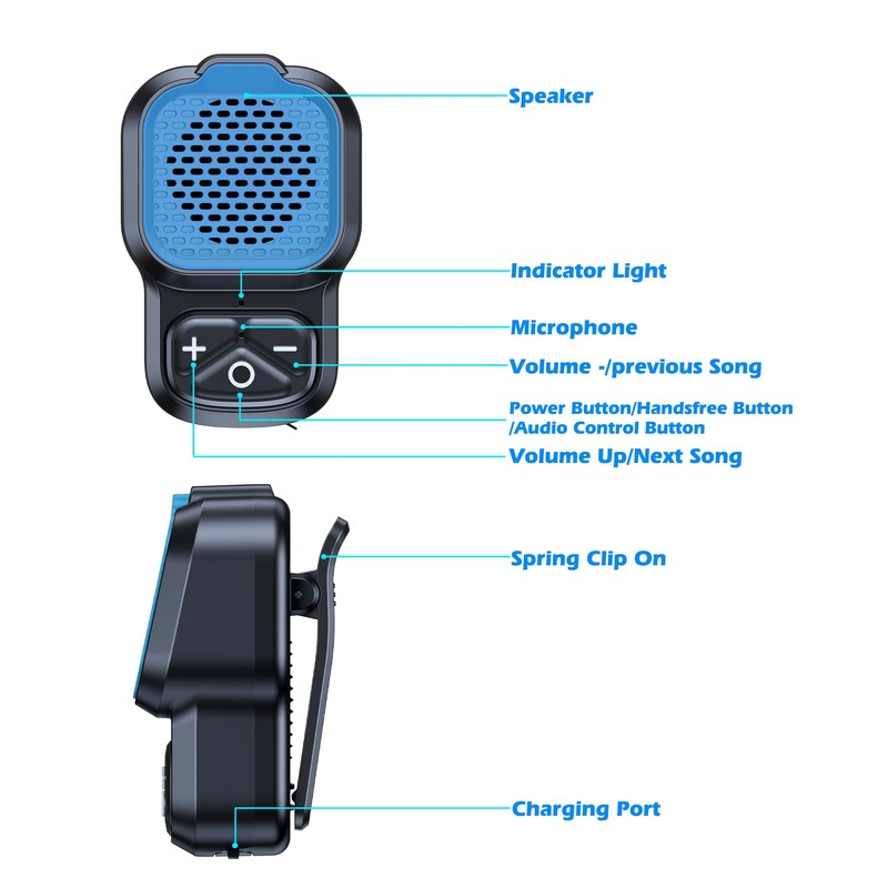 Wearable Bluetooth Speaker with Mic Portable Clip On Speakers