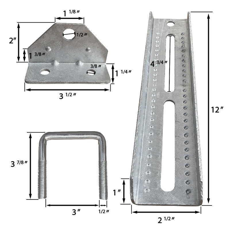 A.A 12" Galvanized Swivel Top Bunk Bracket Kit with Hardware