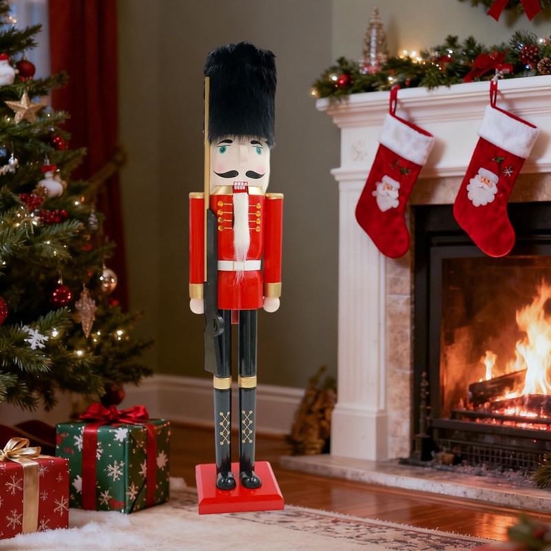 OEUVI Large Christmas Nutcracker Soldier 35 Inch/2.9Ft Wooden Nutcracker Figures