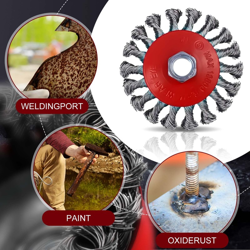 Tandefio 24 Pcs Wire Wheel Brush Wire Wheels with 5/8"-11