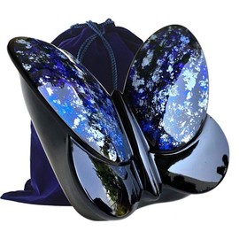 Exquisiteurns Handcrafted Fiber Glass Monarch Butterfly Cremation Urn - Adult Butterfly Funeral Urn - Lightweight, Free Velvet Bag (Blue)