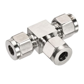YOKIVE Quick Connect Air Line Compression Fitting, 304 Stainless Steel T Type Tee Union Splitter Connectors | Great for Pipes (Silver Tone, 8mm OD Tube)