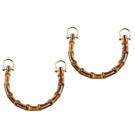 Piutouyar 2pcs U-Shaped Handbag Handles Bamboo Purses Handles Bamboo Handle Replacement Purse Handbag Handles for Bag Making with Gold Metal Buckle