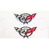 AUTO 2PCS Black Front Rear 50Th Anniversary Cross Flags Emblems