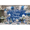 Happy Birthday Dad Backdrop Blue Silvery Glitter Balloons Fathers Birthday