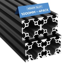 FAHKNS 4040 Aluminum Extrusion European Standard, 4pcs V Slot Extrued Rail, 1000mm Length Anodized Linear Rail for 3D Printer Engraving Machine Workbench DIY Black