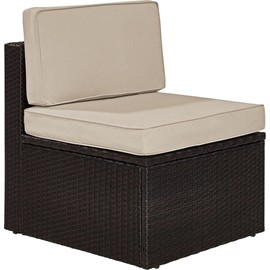 Crosley Furniture KO70090BR-SA Palm Harbor Outdoor Wicker Center Chair, Brown with Sand Cushions