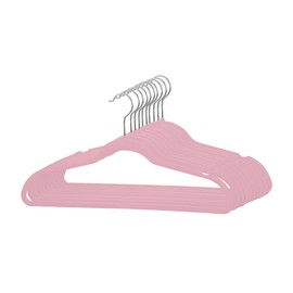 Sunbeam Slip-Proof Snag-Free Ultra Slim Velvet Hanger with Rotating Steel Hook (Pack of 10) (Pink)