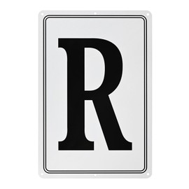 M METERXITY Aluminum Letter Sign R, 11.8 Inch House Numbers and Metal Letters, Parking Spot Letter Signs, Metal Letter Wall Decor for Garden/Door/Mailbox [Black Text On White]