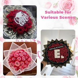 Cftone 4 Yards Pearl Edge Flower Wrapping Mesh Paper with 3/5 inch Organza Ribbon 50 Yard Gift Wrap Ribbon, Bouquet Transparent Mesh Wrapping Paper for Mother's Day Valentine's Day Wedding Graduation Birthday Gift (White with 50 Yard White Ribbon)