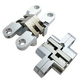Smbbit Invisible Concealed Cross Hinges Wooden Doors,Zinc Alloy,2.36 in (59.8MM) Leaf Height, 0.5 in (12.8MM) Leaf Width, 0.7 in (17.6MM) Blade Thickness ,Satin Nickel Finish (1 Pair)