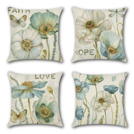 Artscope Set of 4 Decorative Cushion Covers, 45 x 45 cm, Cotton Linen Cushion Covers, Decorative Cushion Cover Set, Cushion Covers for Sofa, Car, Bedroom, Home Decor, 45 x 45 cm