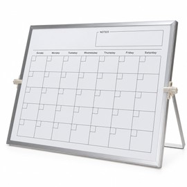 Dry Erase Monthly Calendar for Home and Office – 30 x 40 cm Double-Sided Magnetic Whiteboard with Stand for Desk Planning