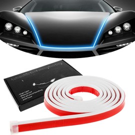 Beenle-Icey 2pcs Car Hood LED Light Strip Flexible 12V Car Engine Cover Decorative Headlights Bar Universal Waterproof Auto Daytime Running Light Strips for Cars Vans SUV Trucks(1.5m,blue)