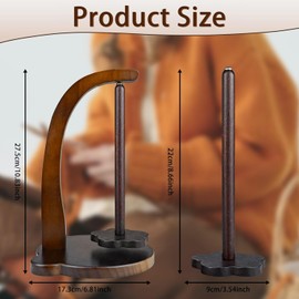 Wooden Yarn Spinner, Yarn Holder for Knitting and Crocheting, Sewing Spindle Thread Holder for Crochet Well, Girls, Women (Vintage Color)