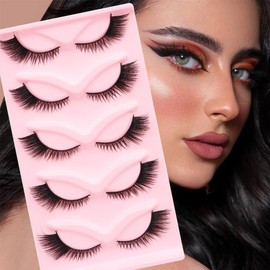 5 Pairs of 3D False Eyelashes, Cat Eye, Artificial Eyelashes, Cat Eye False Eyelashes, D Curl Lash Strip, CatEye Natural Artificial Eyelashes, Reusable Natural Eyelashes