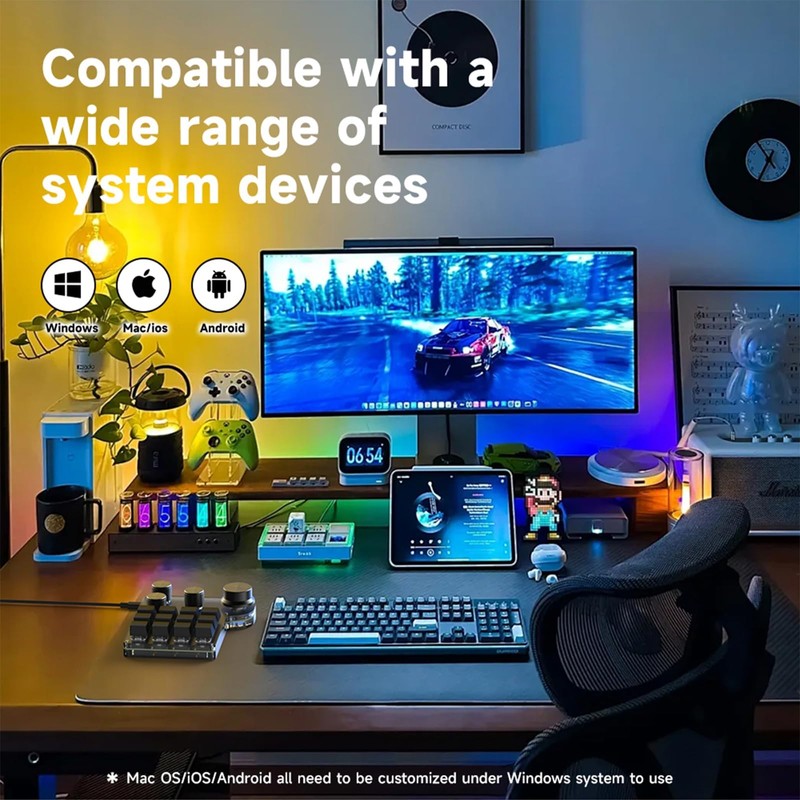 BRIMFORD Macro Programmable Keypad, One Handed Custom 2.4 G Programmable