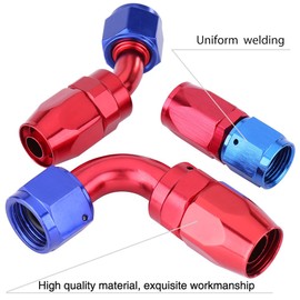 FTVOGUE Fuel Line Hose End AN8 Swivel Connector for Fuel Line Fuel Line Fitting Adapter for Oil Cooler Anodized 0° 45° 90° (optional) (90°)