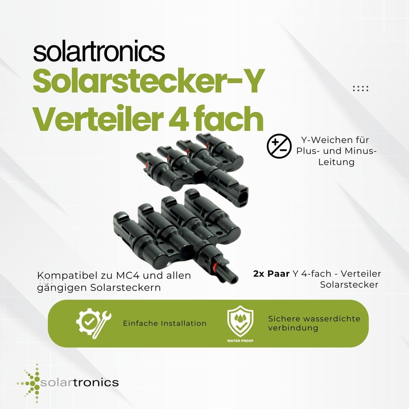 SOLARTRONICS 2 Pairs Y Connectors for Solar Cable Photovoltaic 4-Way