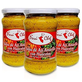 Peru Chef Aji Huacatay - Huacatay Hot Pepper (3 Bottles 10.5oz) Product of Peru by Peru Chef