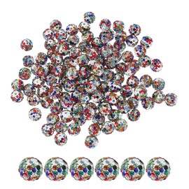 PATIKIL 100 Pcs Multicolor Round Rhinestone Beads for Jewelry Making, 10mm Shiny Disco Ball Beads with Hole, Craft Bead