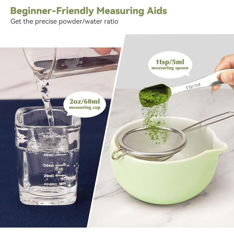 10-Pcs Matcha Kit Set, Whisk and Bowl with Spout &