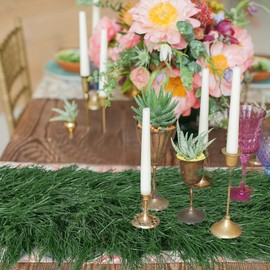 XLX TURF Synthetic Thatch Grass Table Runner 13" x 144", Greenery Aritficial Plant Table Decor Party, Birthday, Dining, Baby Shower, Wedding, Indoor Outdoor Use