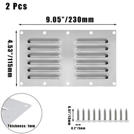 Tighall 304 Stainless Steel Venting Panel for Outdoor Kitchen 9"x5" (Outer Dimensions), BBQ Grill Air Vent with Screen, Stainless Steel Wall Panels for Ceiling and Sidewall(9.05"x4.53",2 Pcs)