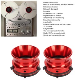 1 Pair Nab Hub Adapters, 10 Inch Aluminum Alloy Nab Hub Adapter Reel to Reel Opener Nab Reel Hub Adaptors for ReVox for Akai for Teac (Red)