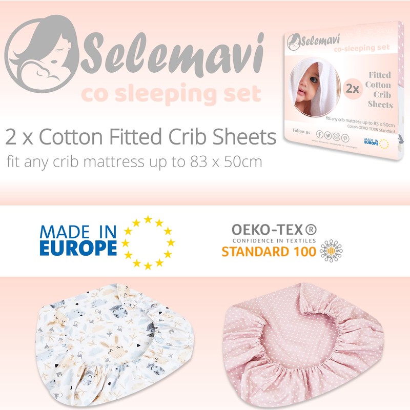 Selemavi Next to Me Crib Sheets - 2pcs Baby Crib