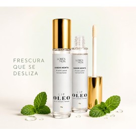 LIP OLEO Menta 10 g – Aceite Labial Transparente con Brillo, Vitamina E y Aceite de Almendras, Textura Ligera y Aplicador de Precisión. LOREN MOS.