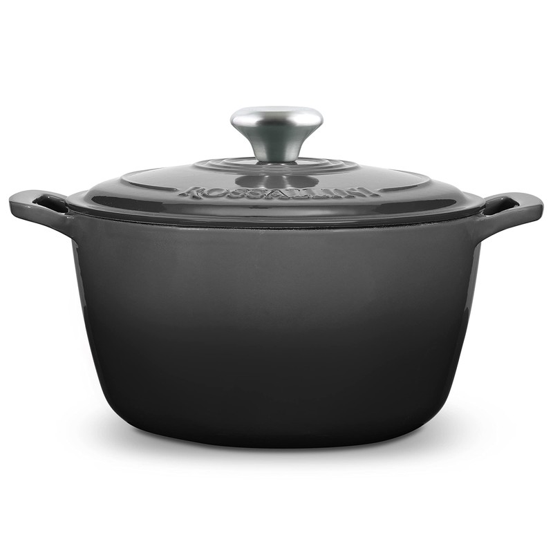 ROSSALLINI Signature Enameled Cast Iron Dutch Oven, Non-Stick Serving Pot