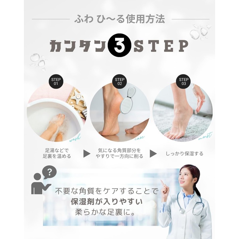 Heel Exfoliating [Cleaning Brush Included] Qwalk Fluffy Glass File, Heel