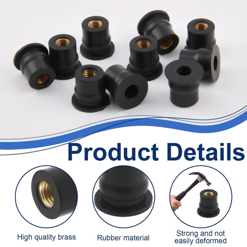 10 x Motorcycle Mounting Windshield M6, Motorcycle Windscreen Screws Rubber