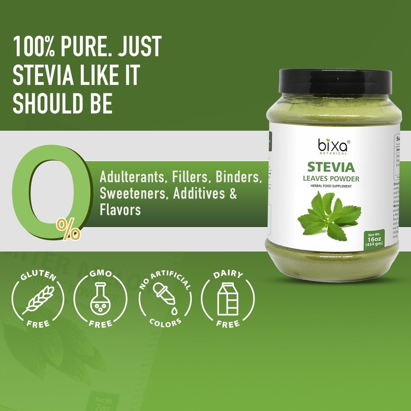 bixa Botanical Stevia Leaf Powder (Stevia Rebaudiana) Natural Herbal Supplement