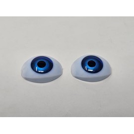Pair of Zim's 13mm Iris Oval Realistic Plastic Human Dolly Eyes for Craft Dolls, Toys or Puppets (Blue)