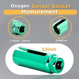Apeixoto Oxygen Sensor Socket with Side Wire Cutout 1/2” Inch Drive x 7/8”(22mm) O2 sensor socket removal Tool for Vehicles Green