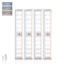 iHome Rechargeable Auto Sensing Light Bars, Motion Sensor, Dimmable, Auto/Always-On Modes, Easy Installation (4-Pack LED Light Bar)