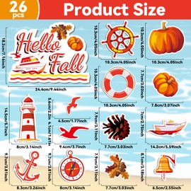 26pcs Fall Thanksgiving Magnetic Decorations for Cruise Door Car Ship Autumn Carnival Magnet for Holiday Fridge Refrigerator Anniversary Cruise Party Supplies Favors