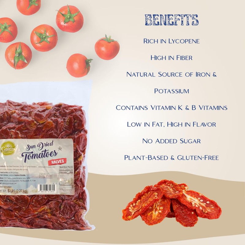 Galen Sun Dried Tomatoes, Halves Cut, Soft, Moist, Ready to