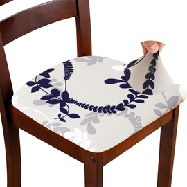 ZHILING Stretch Chair Seat Covers for Dining Room Set of 6, Elastic Dining Chair Seat Protector Cover Removable Washable Chair Slipcovers with Ties