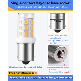UNXMRFF 3-Pack BA15S LED 12Volt RV Camper Interior Light Bulbs,1141 1003 7506 1156 LED Bulb 2700k Warm White, Bayonet Single Contact Base BA15S Bulbs for Landscape Marine Boat Trailer Lights