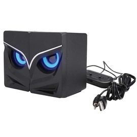 USB Computer Speakers, Mini Desktop USB Powered Subwoofer Speakers for Laptop PC Phone with Cool Blue LED Light, Portable Compact Audio Enhancer