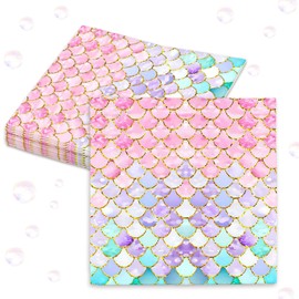 LaVenty Mermaid Party Napkins Under The Sea Party Napkins Marine Sea Animals for Girls Birthday Baby Shower Bridal Shower Wedding Party Supplies