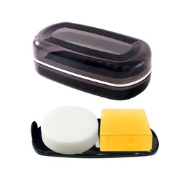 Soap Case, Leakproof Bar Soap Holder, Travel Soap Container, Large Size Portable Soap Dish with Lid for Bar Soap, Travel Toiletries, Shower, Bathroom, Camping(Black, Large)