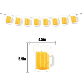 GOTPASS Beer Mug Pennant Garland Banner Beer Birthday Banner Beer Theme Party Birthday Wedding Party Supplies