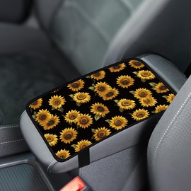 Hobbspring 1pc Universal Armrest Cover Pads 32x19cm Sunflower Neoprene Car Armrest Covers with Anti-slip Design Breathable Car Armrest Pad for Summer Most Vehicle SUV Truck