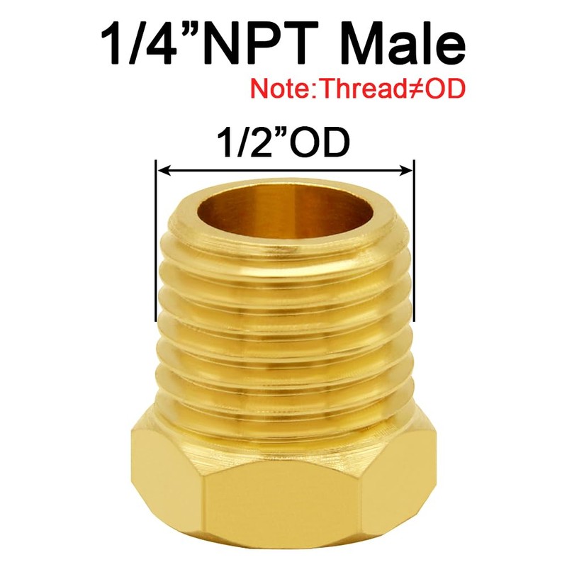 Joywayus 1/4" NPT Male Pipe Plug Outer Hex Thread Socket